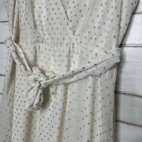 Speechless Ivory Metallic Gold Dot Mini Dress Size XXL - Picture 10 of 10